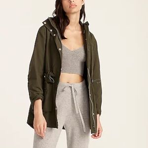 J. Crew perfect rain jacket, dark moss, xxs, EUC